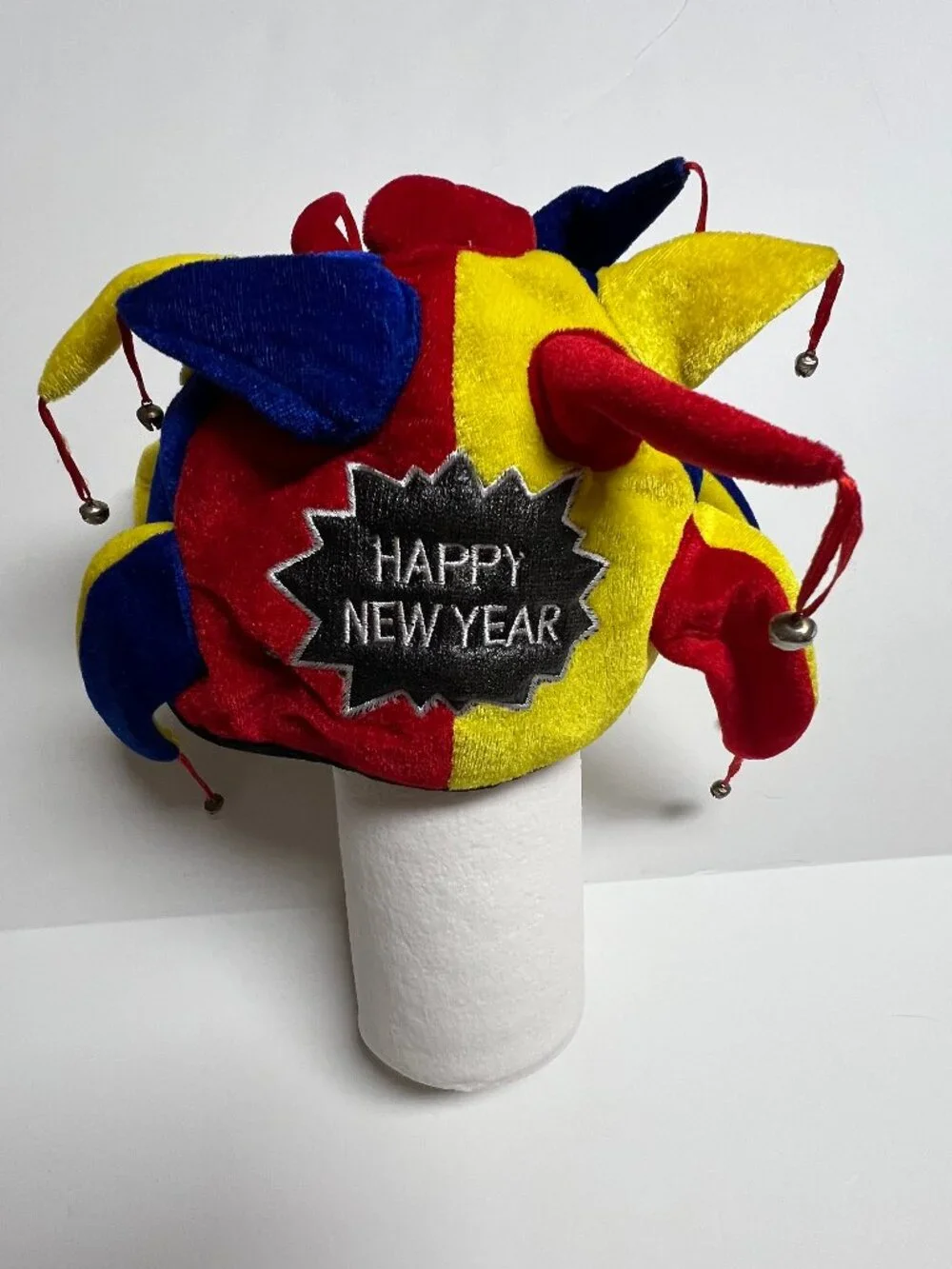 Jester Hat Happy New Year Plush Velvet Multicolor Costume Party Bells Smiffys